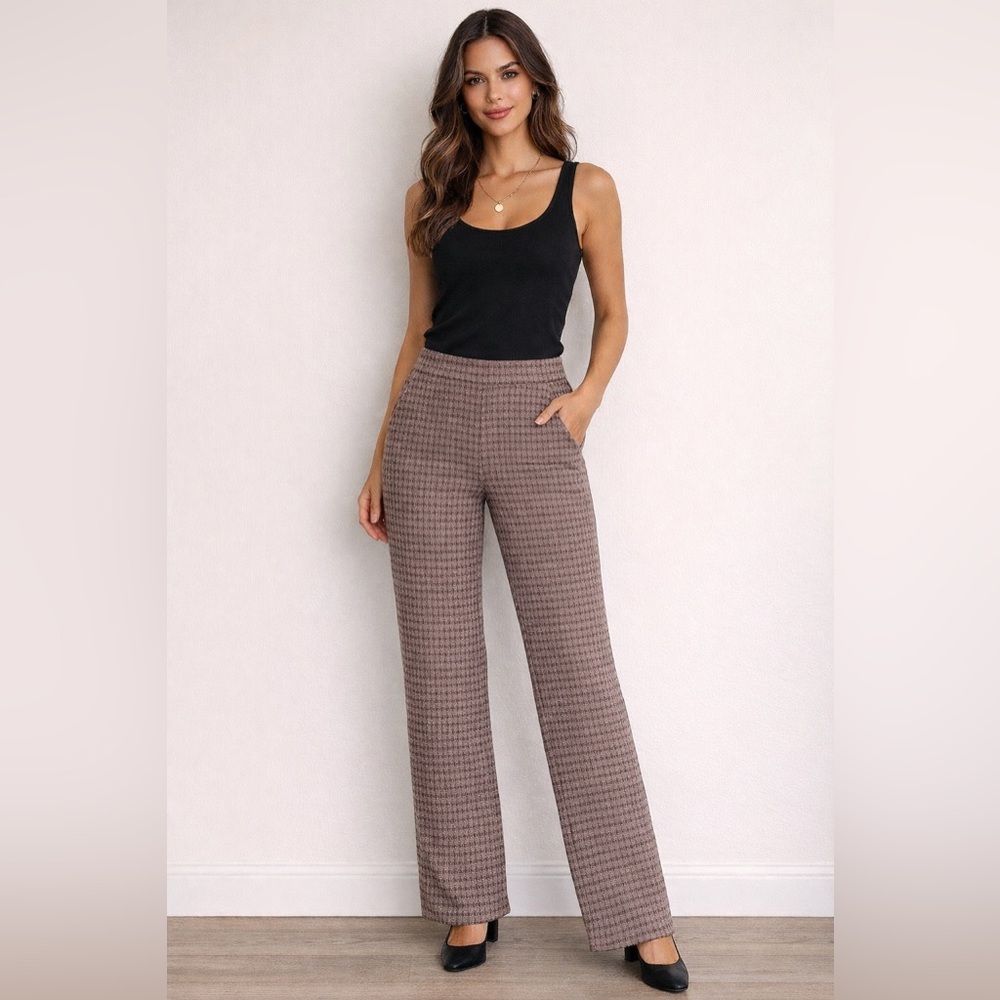 Truth by Republic Checkered Comfy Cotton Brown Pants – Size Large – NWT